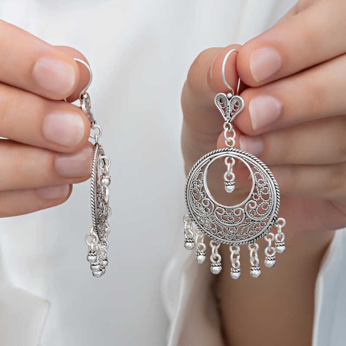 Lucky Life 925 Ayar Gumuss Çember Telkari Sallantılı Lucky Life Lucky Life Kadın Küpe