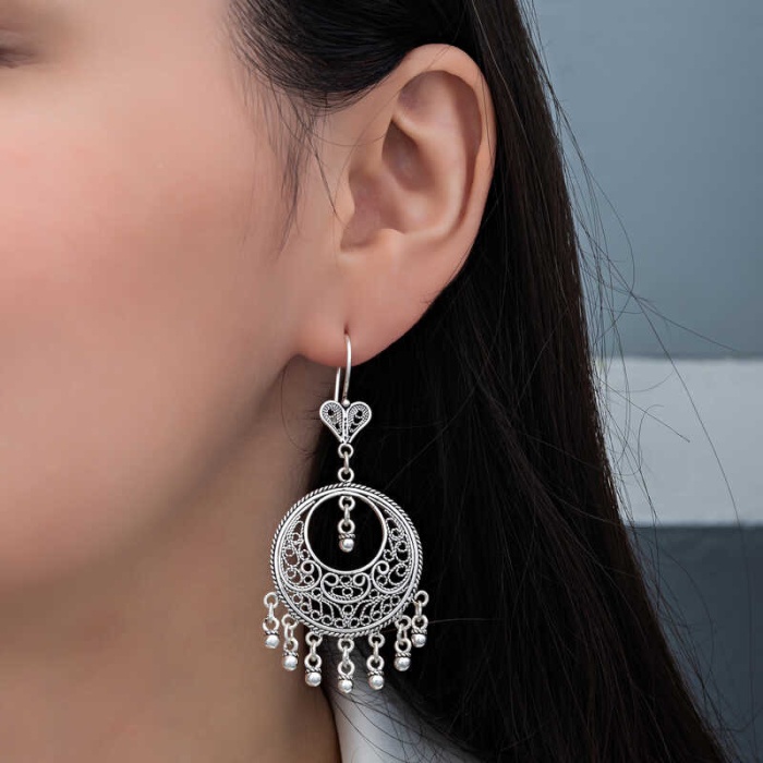 Lucky Life 925 Ayar Gumuss Çember Telkari Sallantılı Lucky Life Lucky Life Kadın Küpe