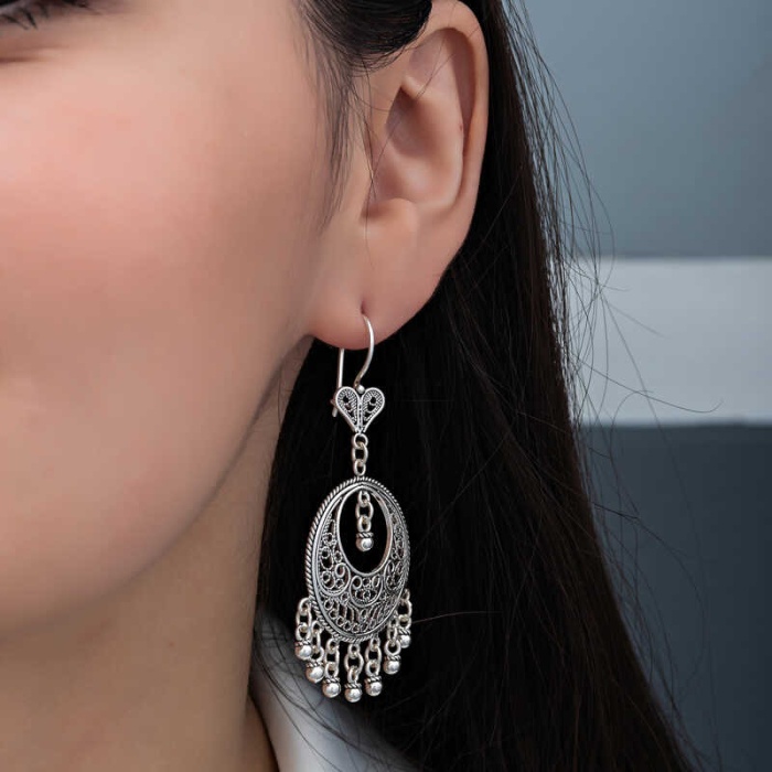 Lucky Life 925 Ayar Gumuss Çember Telkari Sallantılı Lucky Life Lucky Life Kadın Küpe