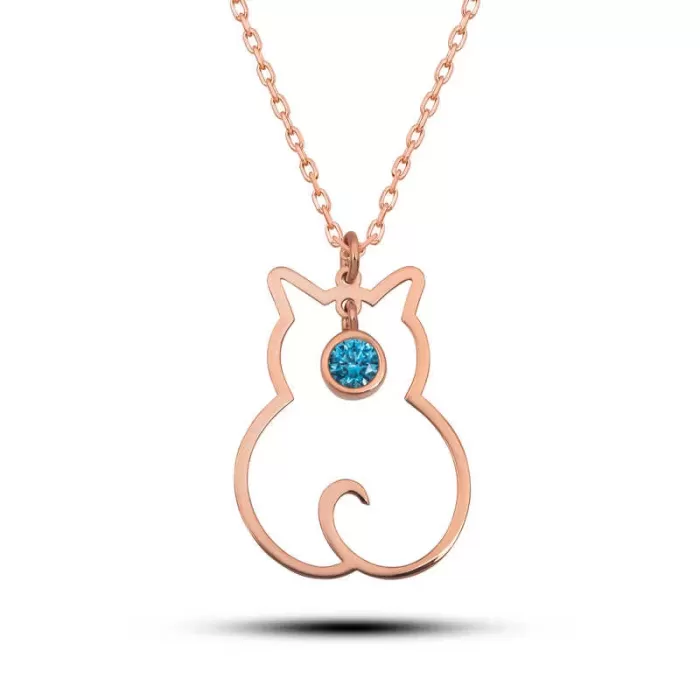 Lucky Life 925 Ayar Gumuss Mart Ayı Doğum Taşı Kedi Lucky Life Lucky Life Lucky Life Kadın Kolye
