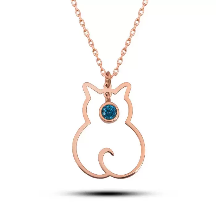 Lucky Life 925 Ayar Gumuss Aralık Ayı Doğum Taşı Kedi Lucky Life Lucky Life Lucky Life Kadın Kolye