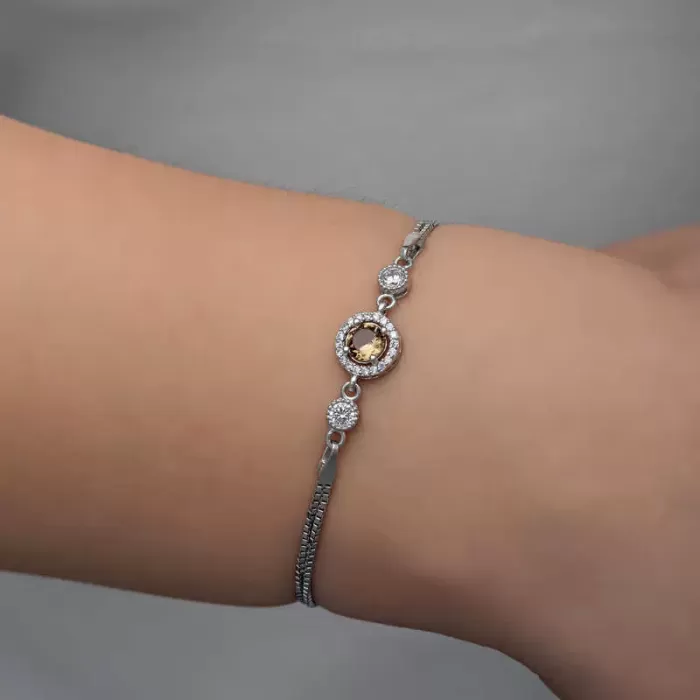 ​Lucky Life 925 Ayar Gumuss Yuvarlak Zultanit Taşlı Lucky Life Lucky Life Kadın Bileklik