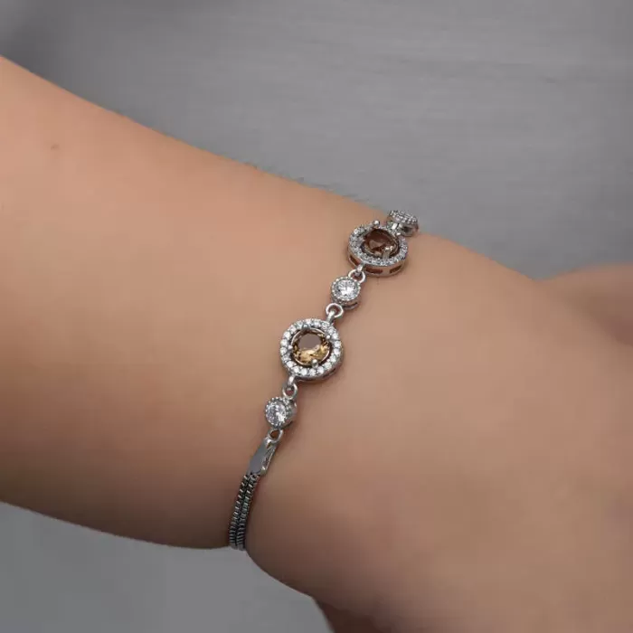 ​Lucky Life 925 Ayar Gumuss Yuvarlak Zultanit Taşlı Lucky Life Lucky Life Kadın Bileklik