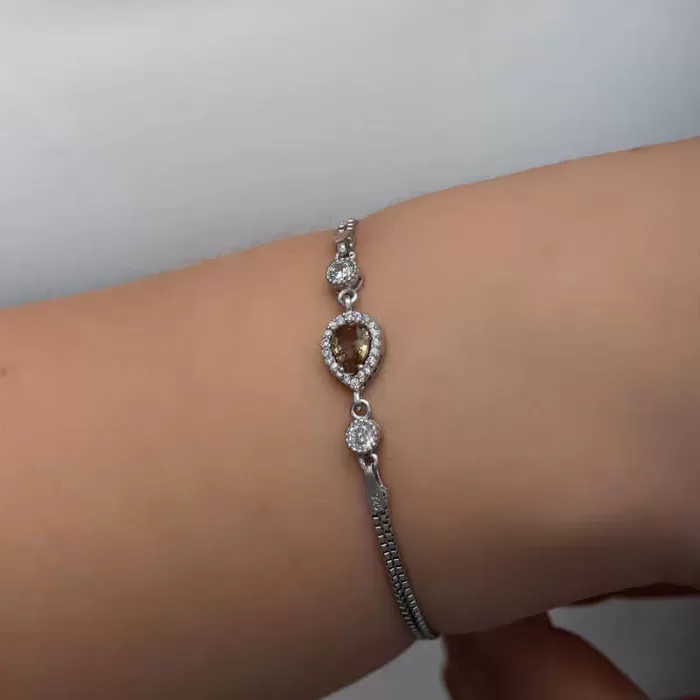 ​Lucky Life 925 Ayar Gumuss Damla Zultanit Taşlı Lucky Life Lucky Life Kadın Bileklik