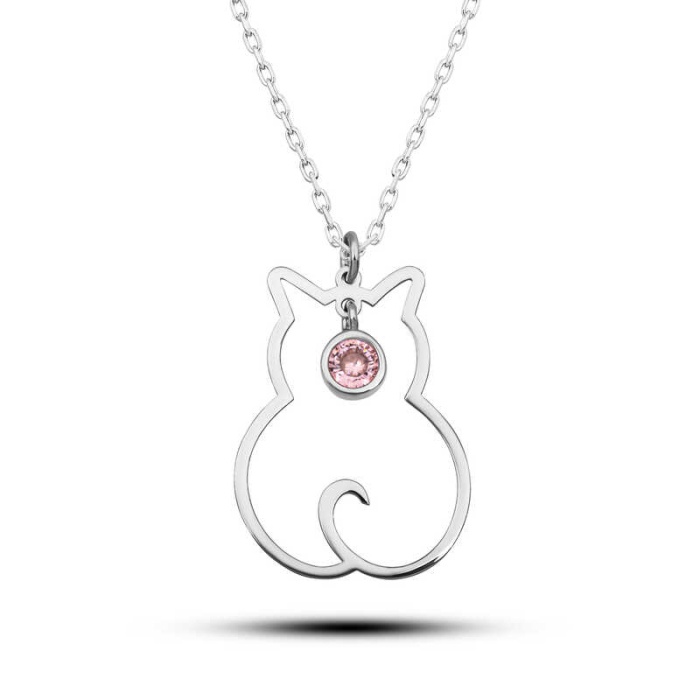 Lucky Life 925 Ayar Gumuss Ekim Ayı Doğum Taşı Kedi Lucky Life Lucky Life Lucky Life Kadın Kolye