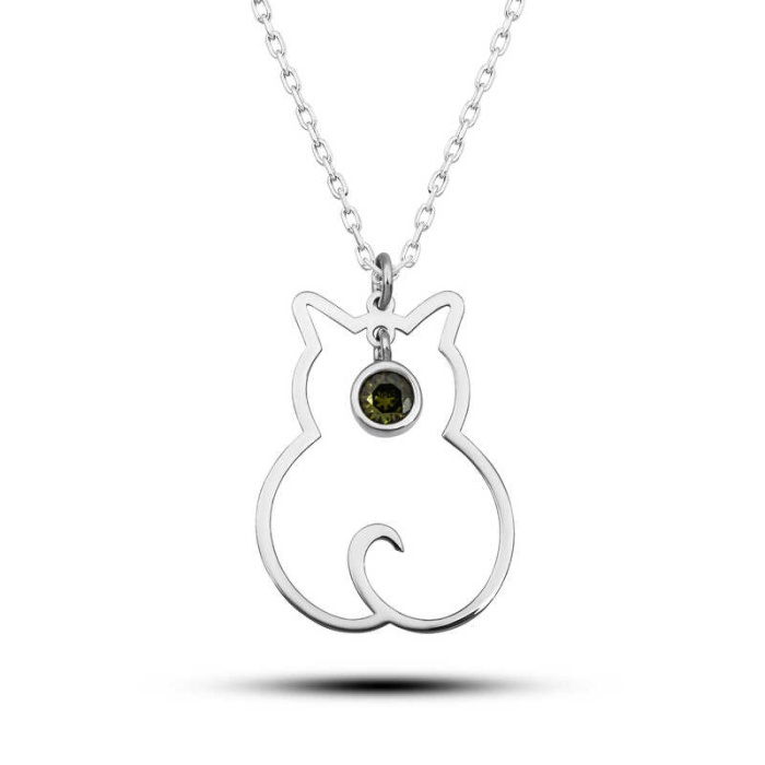 Lucky Life 925 Ayar Gumuss Ağustos Ayı Doğum Taşı Kedi Lucky Life Lucky Life Lucky Life Kadın Kolye