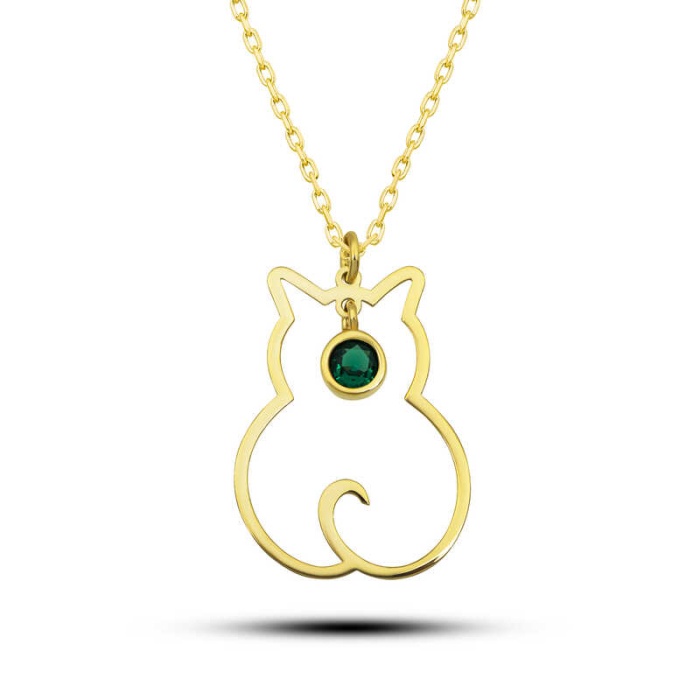 Lucky Life 925 Ayar Gumuss Mayıs Ayı Doğum Taşı Kedi Lucky Life Lucky Life Lucky Life Kadın Kolye