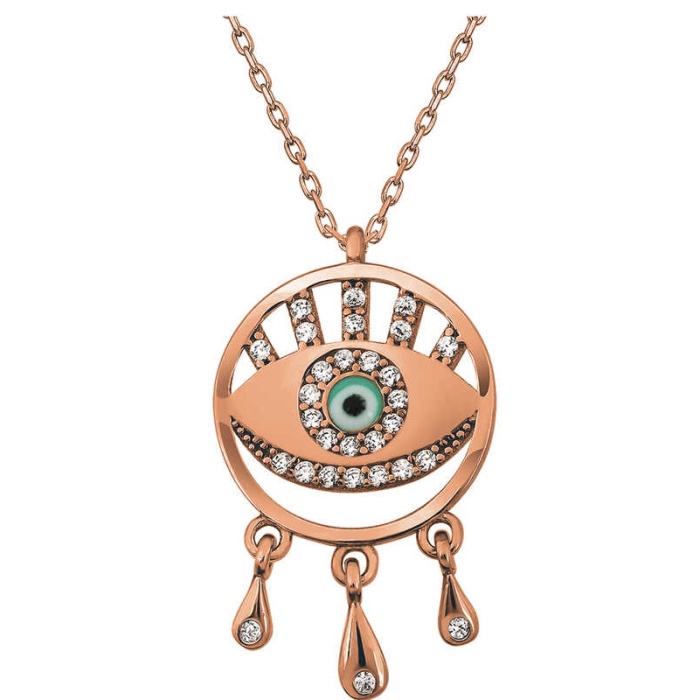 Lucky Life 925 Ayar Gumuss Rose Nazarlı Göz Lucky Life Lucky Life Lucky Life Kadın Kolye