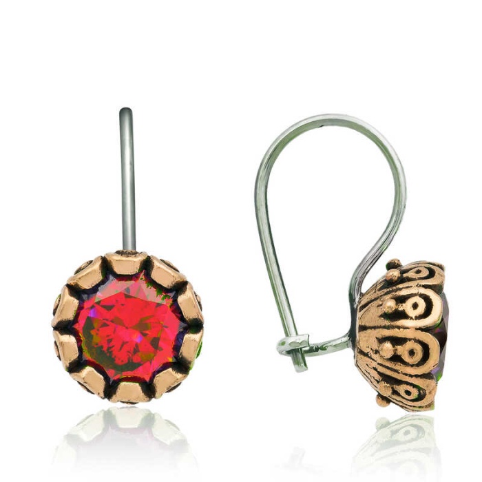 Lucky Life 925 Ayar Gumuss Kırmızı Yuvarlak Otantik Lucky Life Lucky Life Kadın Küpe