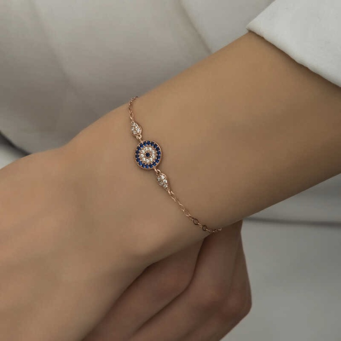 Lucky Life 925 Ayar Gumuss Rose Nazar Boncuklu Lucky Life Lucky Life Kadın Bileklik