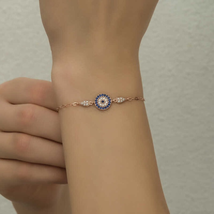Lucky Life 925 Ayar Gumuss Rose Nazar Boncuklu Lucky Life Lucky Life Kadın Bileklik