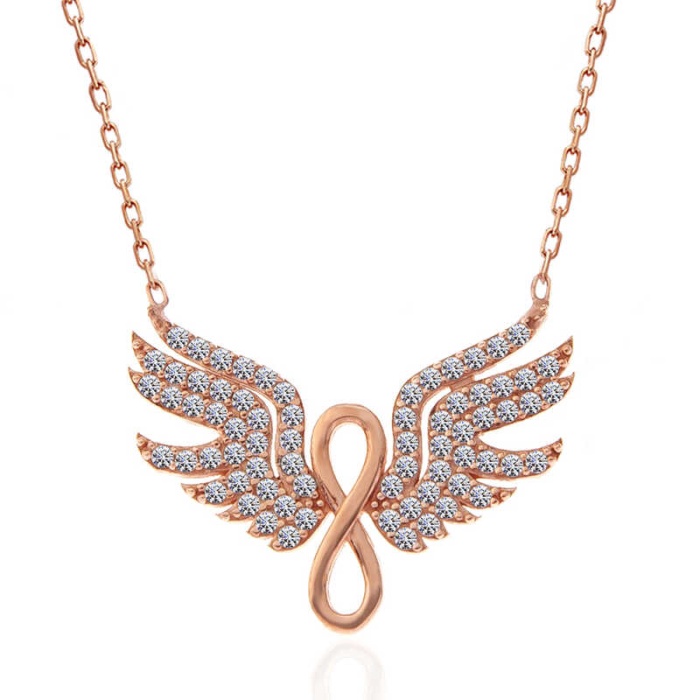 Lucky Life 925 Ayar Gumuss Rose Melek Kanadı Sonsuzluk Lucky Life Lucky Life Lucky Life Kadın Kolye