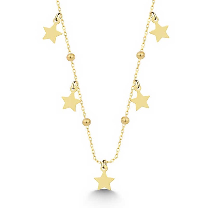 Lucky Life 925 Ayar Gumuss Gold Yıldızlı Dorika Lucky Life Lucky Life Lucky Life Kadın Kolye