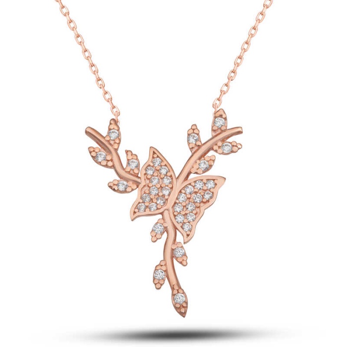 Lucky Life 925 Ayar Gumuss Rose Daldaki Kelebek Lucky Life Lucky Life Lucky Life Kadın Kolye