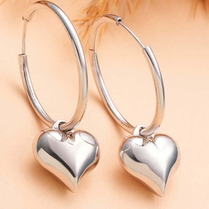 Lucky Life 925 Ayar Gumuss Kalp Sallantılı Lucky Life Lucky Life Kadın Küpe