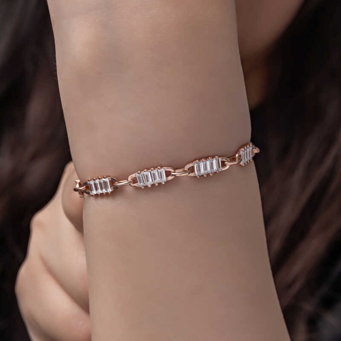 Lucky Life 925 Ayar Gumuss Rose Baget Taşlı Lucky Life Lucky Life Kadın Bileklik
