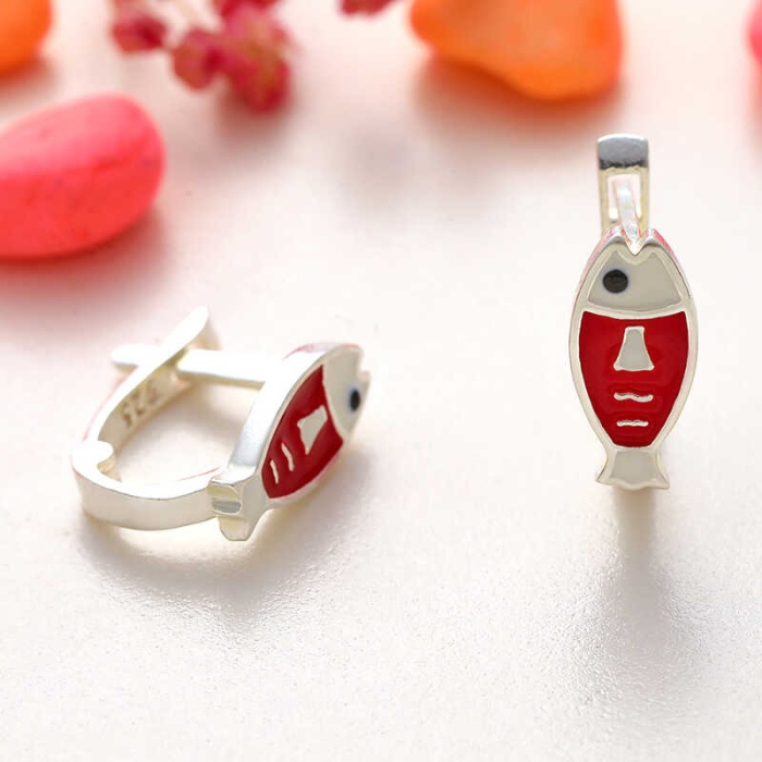 Lucky Life 925 Ayar Gumuss Balık Çocuk Küpesi