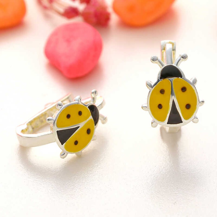 Lucky Life 925 Ayar Gumuss Uğur Böceği Çocuk Küpesi