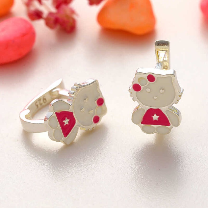 Lucky Life 925 Ayar Gumuss Kedi Çocuk Küpesi