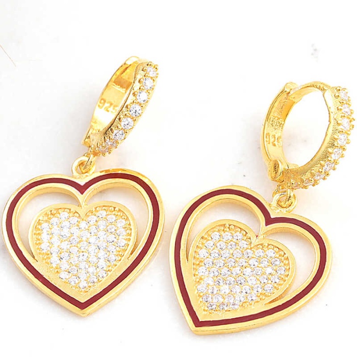 ​Lucky Life 925 Ayar Gumuss Gold Sallantılı Kalp Lucky Life Lucky Life Kadın Küpe
