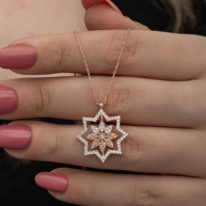 Lucky Life 925 Ayar Gumuss Rose Kar Tanesi Lucky Life Lucky Life Lucky Life Kadın Kolye
