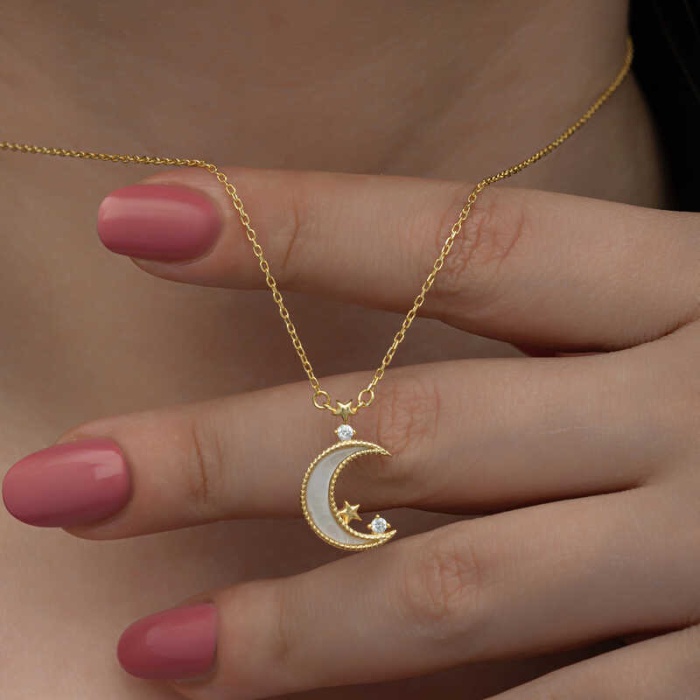 Lucky Life 925 Ayar Gumuss Gold Ay Yıldız Lucky Life Lucky Life Lucky Life Kadın Kolye
