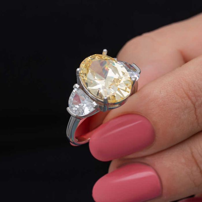 Lucky Life 925 Ayar Gumuss Sitrin Zirkon Taşlı Lucky Life Lucky Life Kadın Yüzük