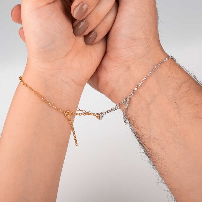 Lucky Life 925 Ayar Gumuss Rodyum Rose Çift Kalpli Aşk Bileklik