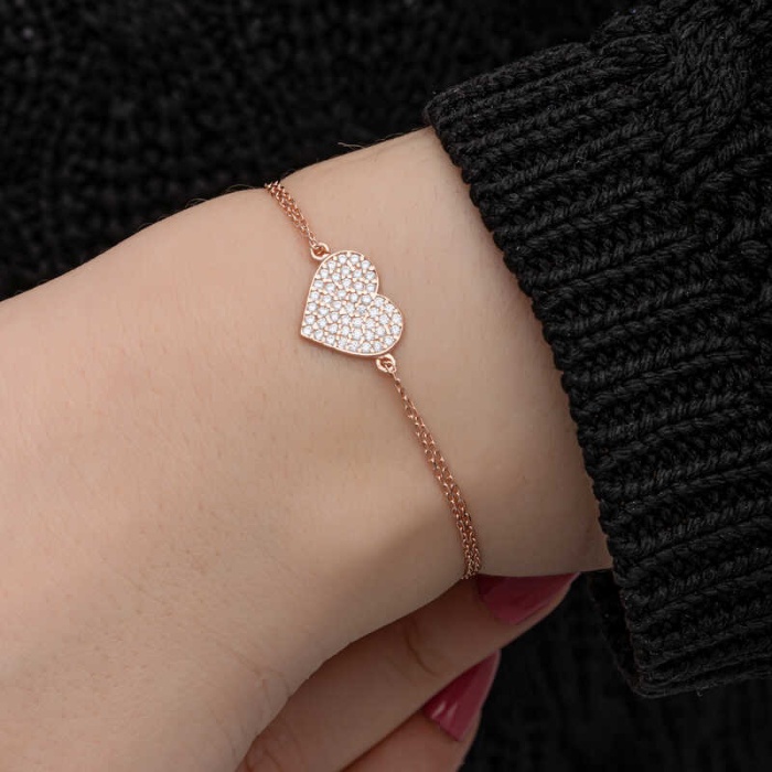 Lucky Life 925 Ayar Gumuss Rose Kalp Lucky Life Lucky Life Kadın Bileklik