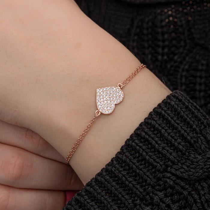Lucky Life 925 Ayar Gumuss Rose Kalp Lucky Life Lucky Life Kadın Bileklik
