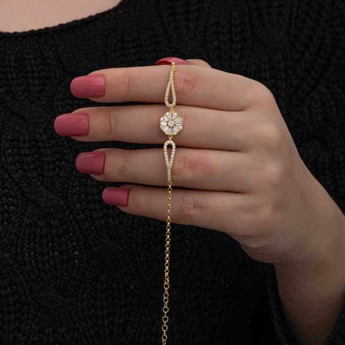 Lucky Life 925 Ayar Gumuss Gold Baget Taşlı Lucky Life Lucky Life Kadın Bileklik