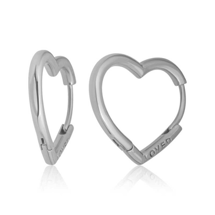 Lucky Life 925 Ayar Gumuss Loved Yazılı Taşsız Kalp Lucky Life Kadın Küpe