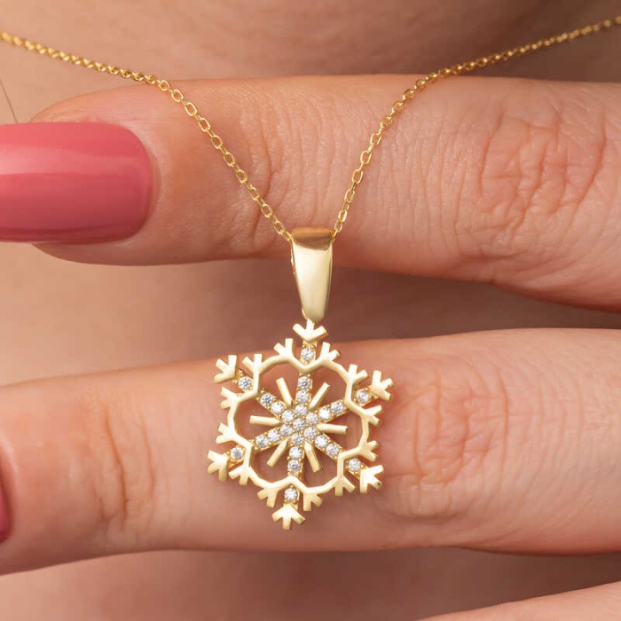 Lucky Life 925 Ayar Gumuss Gold Kar Tanesi Lucky Life Lucky Life Kadın Kolye