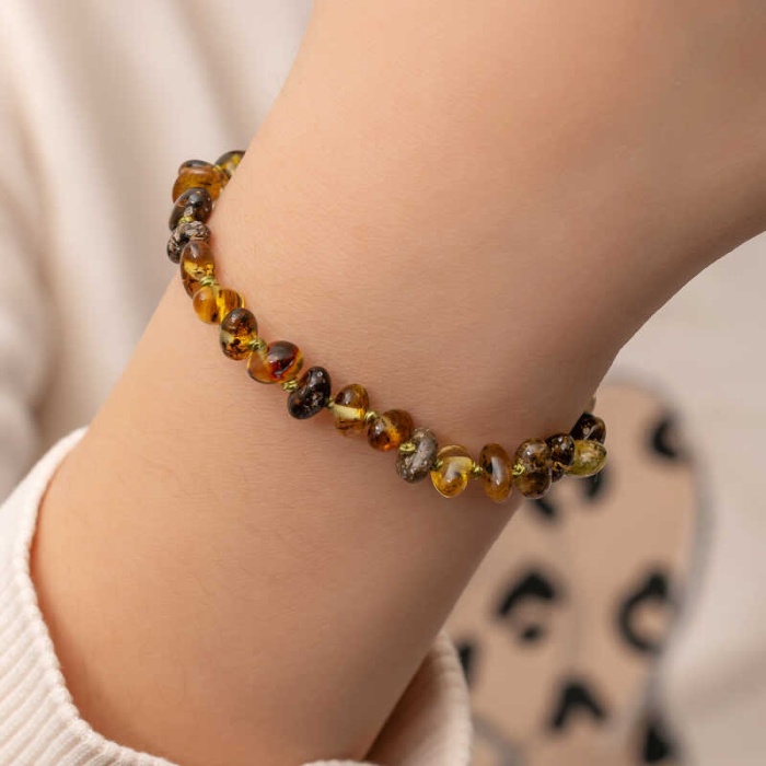 Lucky Life 925 Ayar Gumuss Bebek Damla Kehribar Bileklik