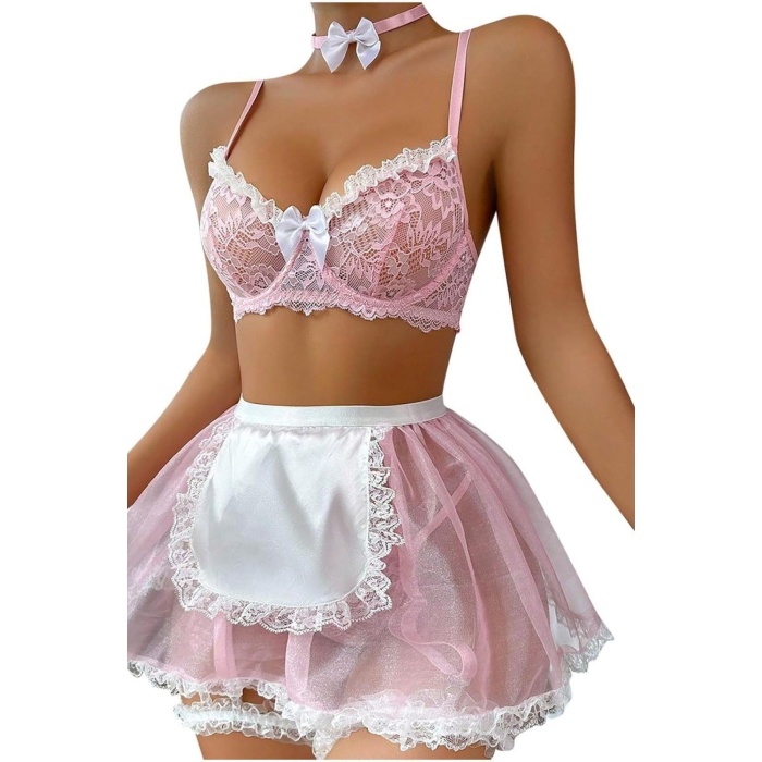 Lucky Life Kadın Pembe Cosplay Hizmetçi Takım