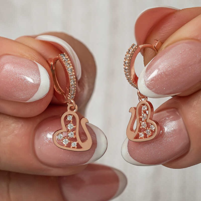 Lucky Life Gumussh Gümüş Sallantılı Rose Kuğu Kadın Küpe