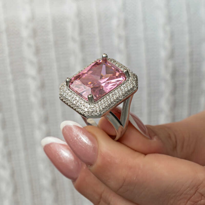 Lucky Life Gümüş Pembe Zirkon Taşlı Kadın Yüzük