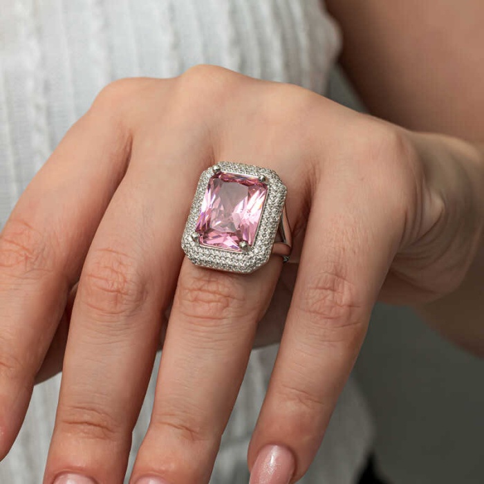 Lucky Life Gümüş Pembe Zirkon Taşlı Kadın Yüzük