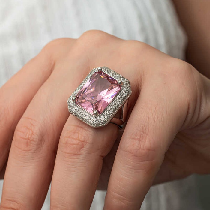Lucky Life Gümüş Pembe Zirkon Taşlı Kadın Yüzük
