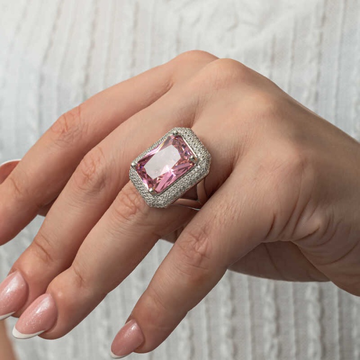 Lucky Life Gümüş Pembe Zirkon Taşlı Kadın Yüzük