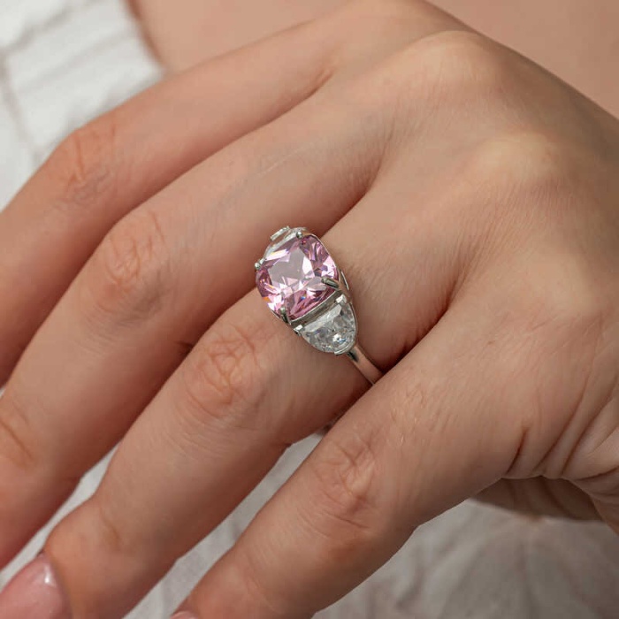Lucky Life Gümüş Pembe Zirkon Taşlı Kadın Yüzük