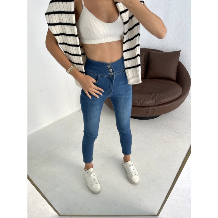 Lucky Life Yüksek Bel Likralı Jean Pantolon 90 Cm