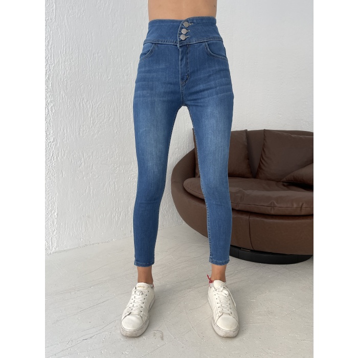 Lucky Life Yüksek Bel Likralı Jean Pantolon 90 Cm