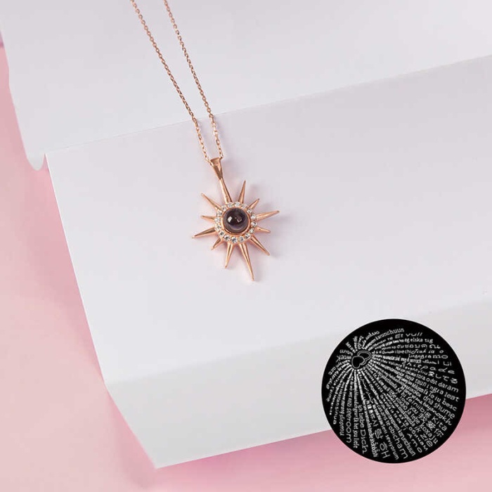 Lucky Life Gümüş Rose 100 Dilde Seni Seviyorum Kutup Yıldızı Kadın Kolye