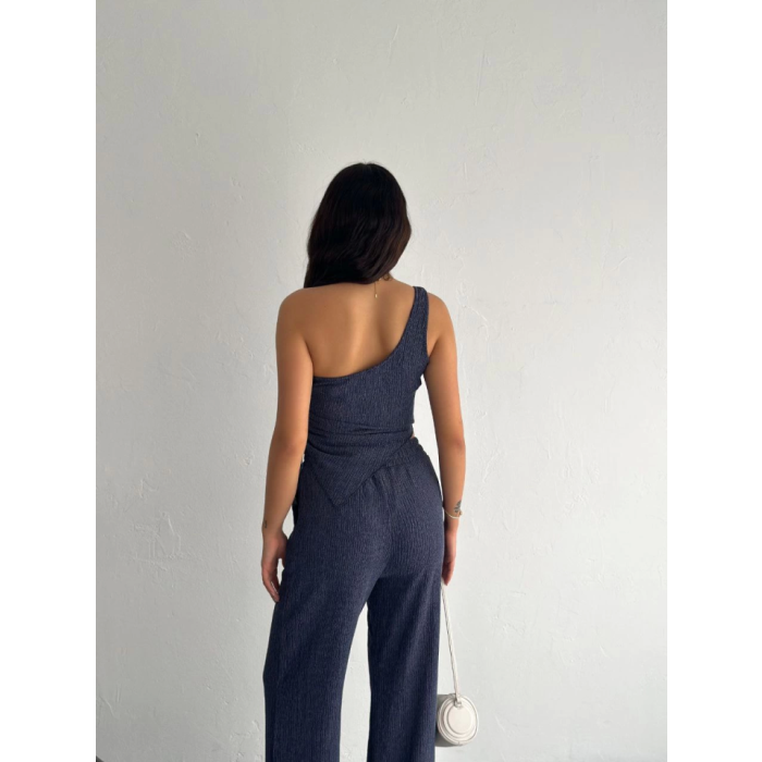 Lucky Life Kadın Crop Pantalon Ikili Takım - Lacivert