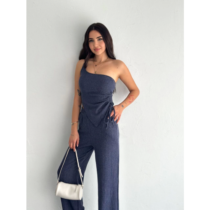 Lucky Life Kadın Crop Pantalon Ikili Takım - Lacivert