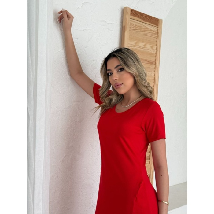 Lucky Life Kadın Kısa Kollu V Yaka Maxi Boy Elbise 124 Cm