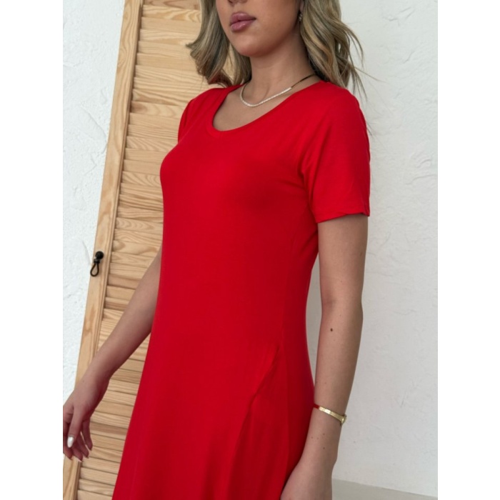 Lucky Life Kadın Kısa Kollu V Yaka Maxi Boy Elbise 124 Cm