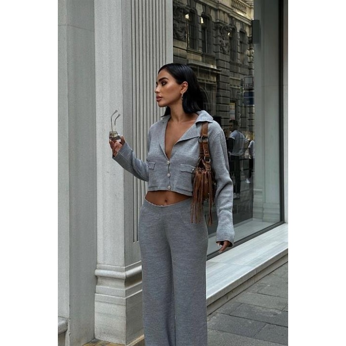Nancy Kruveze Yaka Crop Takım  - 