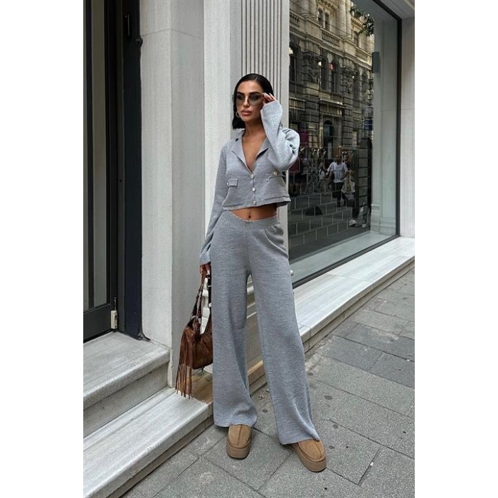 Nancy Kruveze Yaka Crop Takım  - 